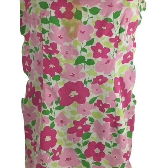 LIZ CLAIBORNE Lizsport White & Pink Floral Sleeveless Sheath Dress Size 4P GUC - Picture 1 of 8